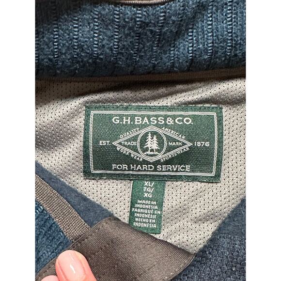 G.H. Bass & Co. Honeycomb Mixed Media 1/4 Snap Pullover Fleece Gray Blue Men XL - Picture 5 of 7